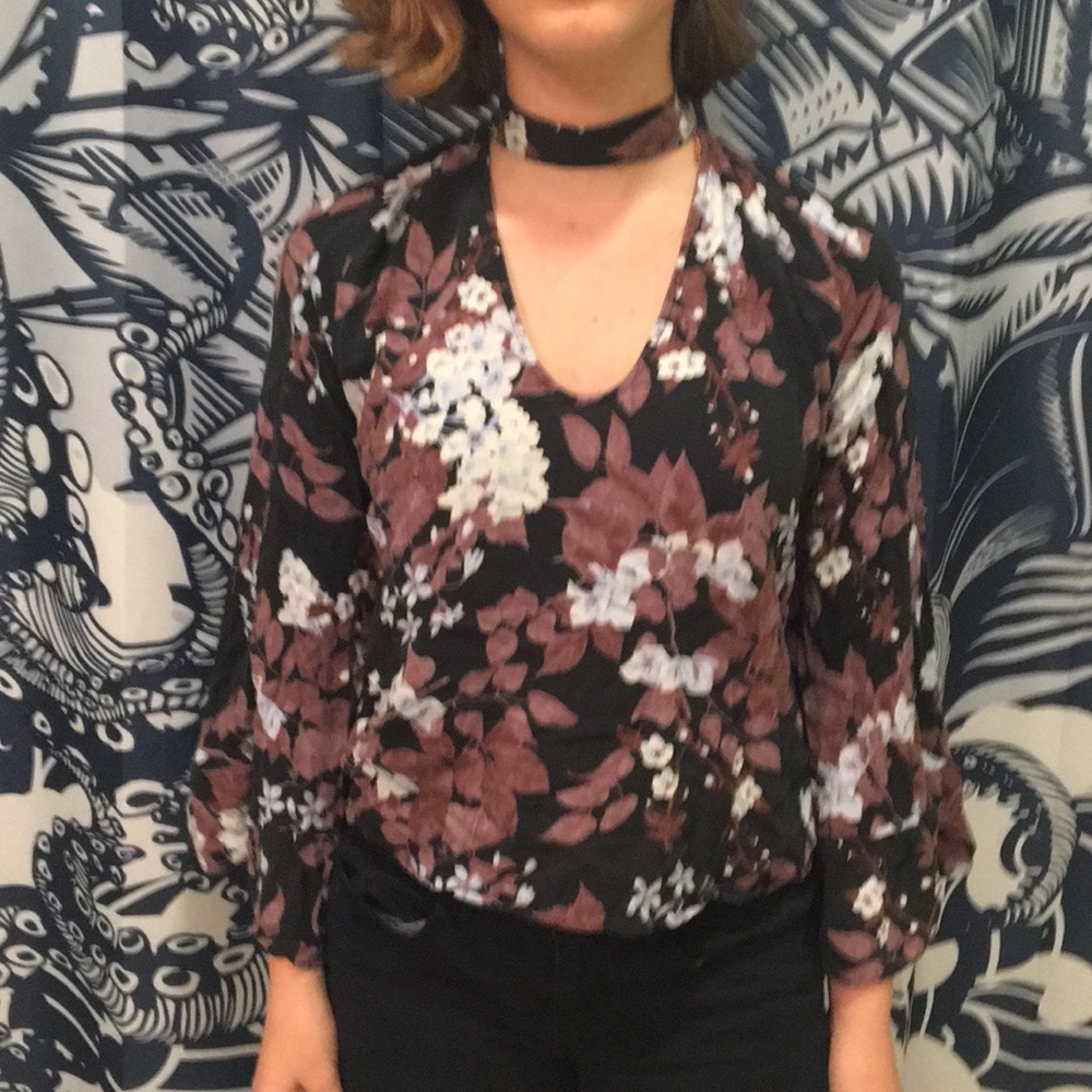 Black and purple blouse